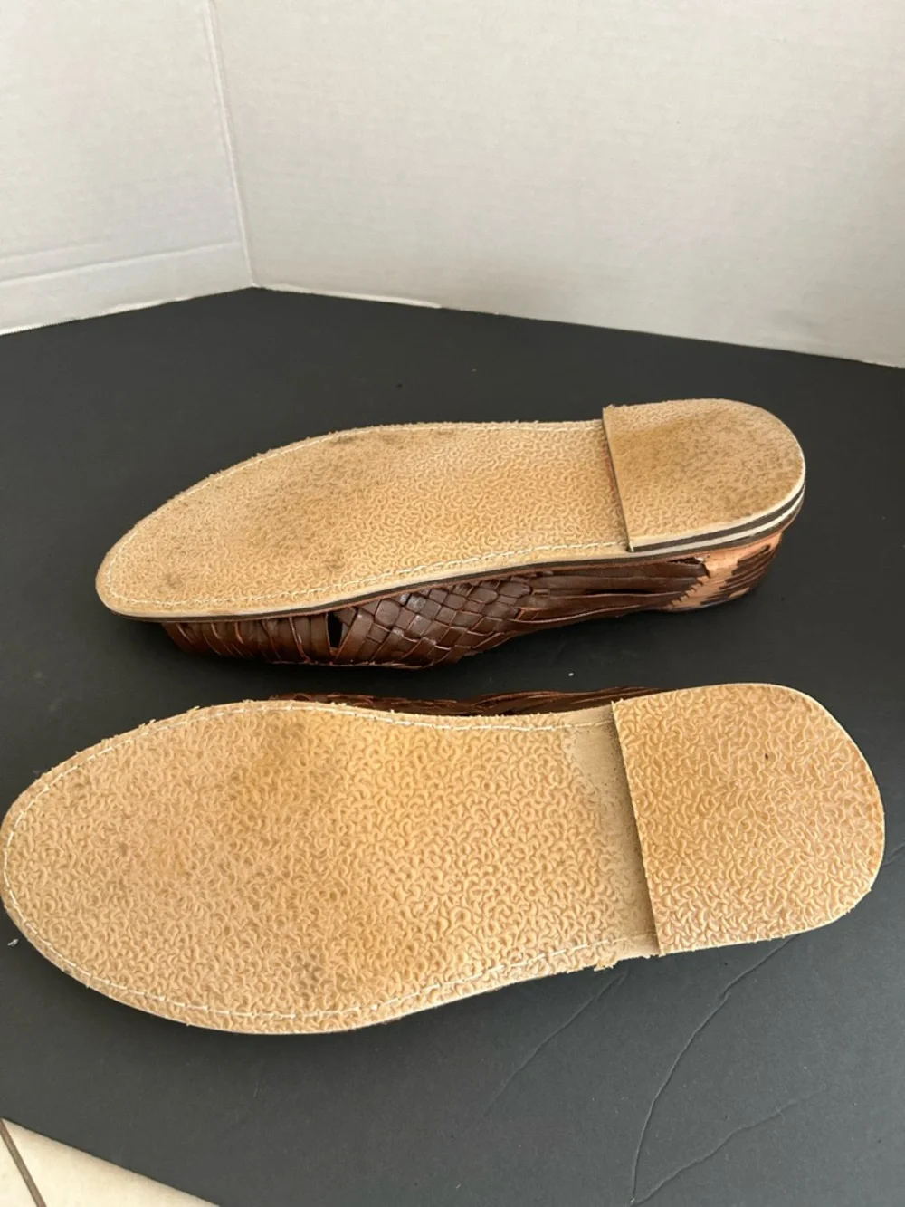 New Men's Two-Tone Brown Leather Huarache Slip-On Shoes size 8